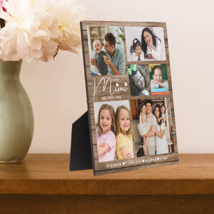 Mimi We Love You Grandkids 6 Photo Rustic Wood Plaque