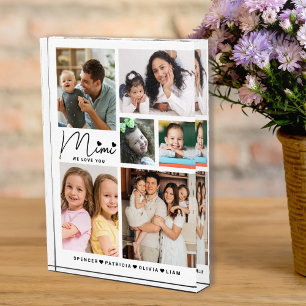 Mimi We Love You Grandkids Names Collage 6 Photo Block