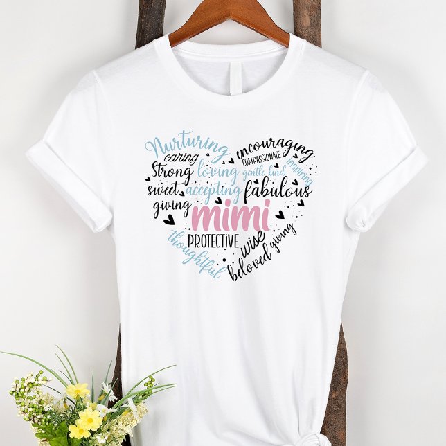 Mimi Word Cloud Pink Heart Grandma T-Shirt (Creator Uploaded)