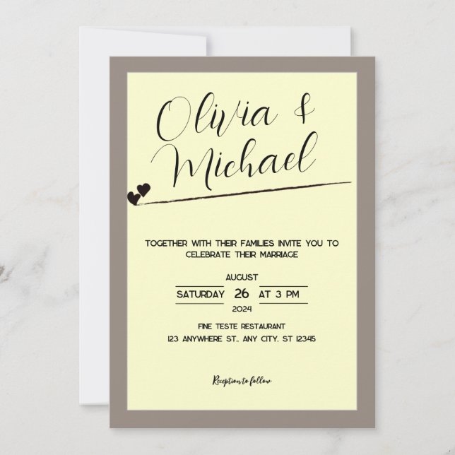 Mimimalist, elegant Wedding Invitation (Front)