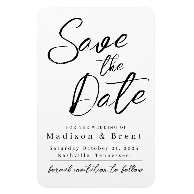 Mimimalist Simple Non Photo Wedding Annoucement Magnet (Vertical)