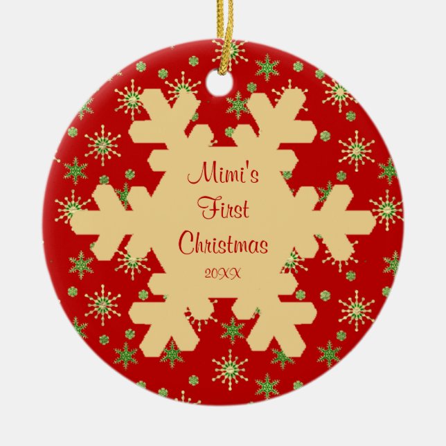 Mimi's First Christmas Red Snowflake Ornament (Front)