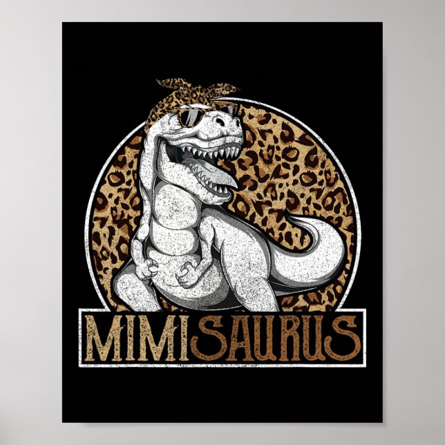 Mimisaurus Dinosaur Mimi Leopard Shirt  Poster (Front)