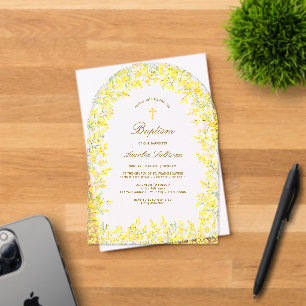 Mimosa Arch Baptism Acrylic Invitations