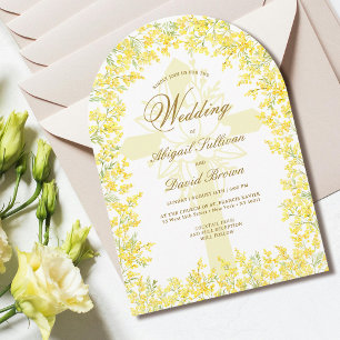 Mimosa Arch Religious Wedding Invitation