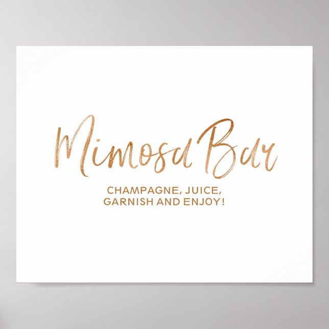 Mimosa Bar 8x10 Stylish Rose Gold Wedding Sign (Front)