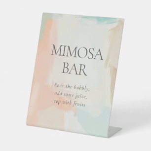 Mimosa Bar Abstract Pastel Painting Bridal Shower Pedestal Sign