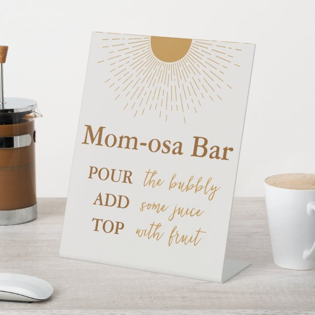 Mimosa Bar Baby Shower Here Comes The Son Pedestal Sign (In SItu)