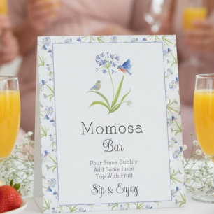 Mimosa Bar Baby Shower Lily with Bluebird Pedestal Sign