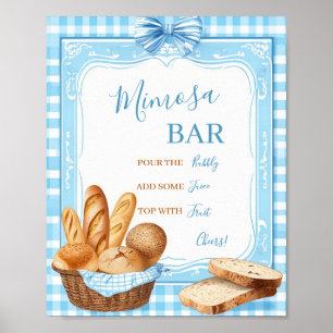 Mimosa Bar Baby Shower Sign Bakery Blue Gingham