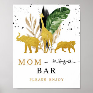 Mimosa Bar Baby Shower Sign Gold Safari Animals