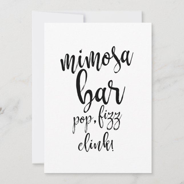 Mimosa Bar Black and White Affordable Wedding Sign (Front)