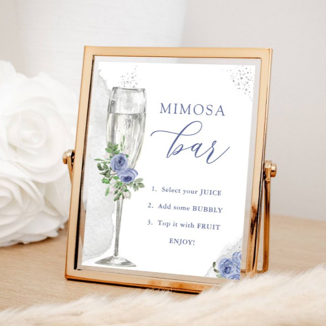 Mimosa Bar, Blue Silver Flowers & Glass, Shower Poster (Creator Uploaded)