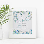 Mimosa Bar Blue Watercolor Flowers Poster<br><div class="desc">Use this floral Mimosa Bar sign to decorate your table and help guests know how to prepare their drinks. Designed using my elegant watercolor blue orchids over a crisp white background, this sign is perfect for brunch and bubbly's, bridal showers, baby showers, spring and summer weddings or whatever you like....</div>
