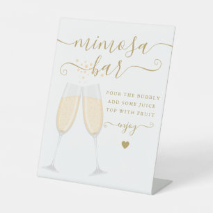 Mimosa Bar Bridal Shower Wedding Gold Pedestal Sign