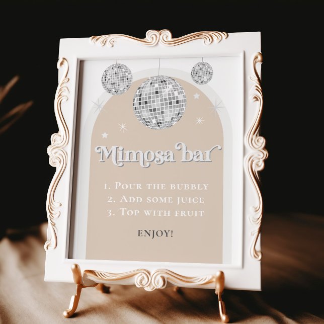 Mimosa Bar Bubbly Disco Ball Bridal Shower Poster (Creator Uploaded)
