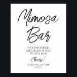Mimosa Bar Cheers Modern Handwritten Black Script Poster<br><div class="desc">Mimosa Bar Cheers Modern Handwritten Gold Script Wedding Event Tabletop Signs features the text "Mimosa Bar" in elegant modern gold calligraphy script typography. Perfect for weddings,  bridal shower,  birthday party,  anniversary celebrations and more. Designed by Evco Studio www.zazzle.com/store/evcostudio</div>