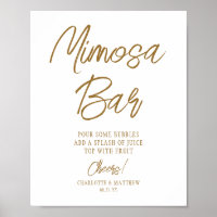 Mimosa Bar Cheers Modern Handwritten Gold Script