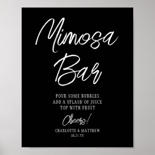 Mimosa Bar Cheers Modern Handwritten Script Black Poster