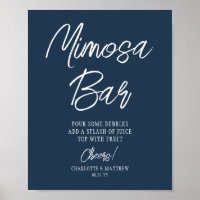 Mimosa Bar Cheers Modern Script Navy Blue