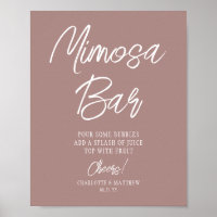 Mimosa Bar Cheers Modern Script Rose Gold