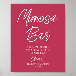 Mimosa Bar Cheers Modern Script Viva Magenta Poster