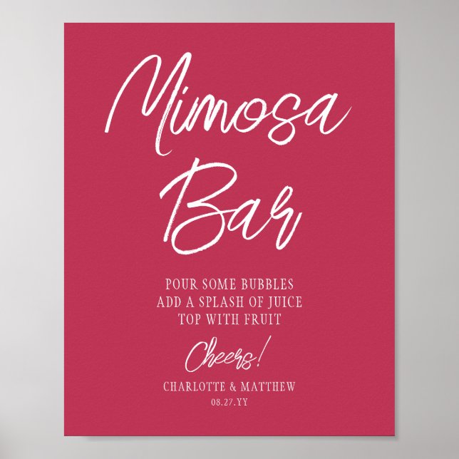 Mimosa Bar Cheers Modern Script Viva Magenta Poster (Front)