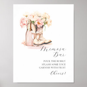 MIMOSA BAR Cowgirl Boots Champagne Bridal Shower Poster