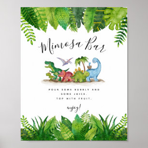 Mimosa Bar Dinosaur Baby Shower Poster