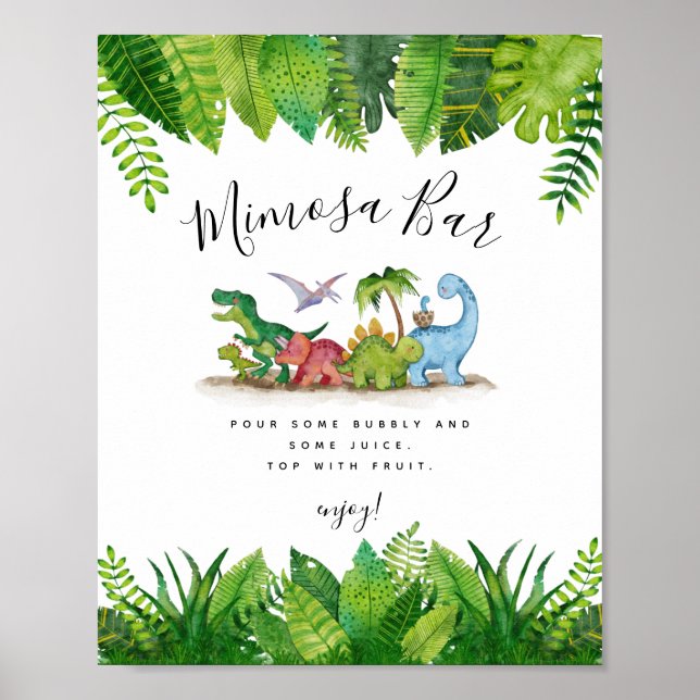 Mimosa Bar Dinosaur Baby Shower  Poster (Front)