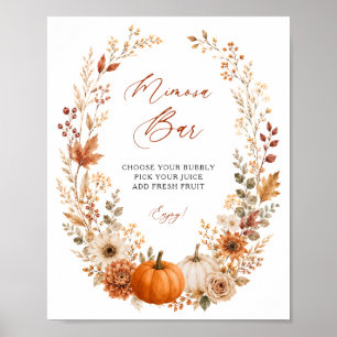 Mimosa Bar Fall Floral Pumpkin Bridal Sign