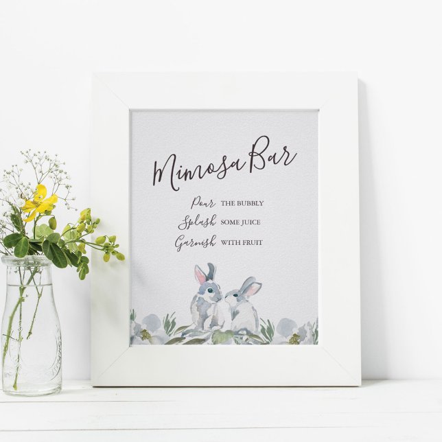 Mimosa Bar Floral Bunny Rabbit Party Poster (Creator Uploaded)