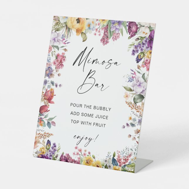 Mimosa Bar Garden Flowers Pedestal Sign (Front)