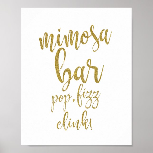 Mimosa Bar Gold Glitter 8x10 Wedding Sign (Front)