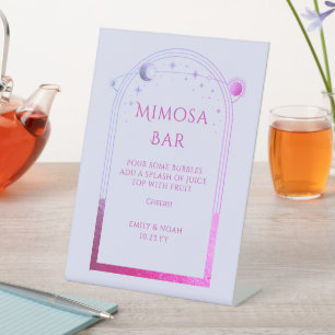 Mimosa Bar Lavender Pink Celestial Wedding Pedestal Sign