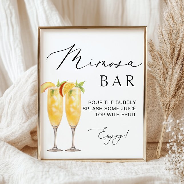 Mimosa Bar Minimal Modern Calligraphy Wedding Sign (Creator Uploaded)