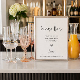 Mimosa Bar Minimalist Black and White Shower Poster