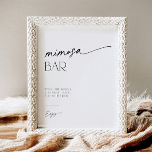 Mimosa Bar Minimalist Blak and White Script Pedestal Sign