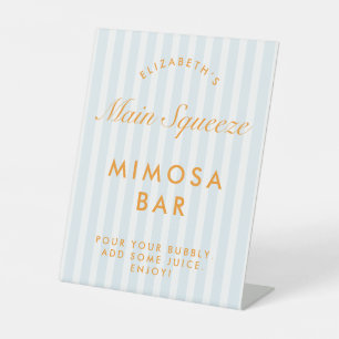 Mimosa Bar Orange & Blue Bachelorette Pedestal Sign
