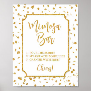 Mimosa Bar Party or Shower Sign Gold Confetti