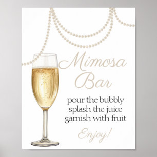 Mimosa Bar Pearls and prosecco bridal shower Poster