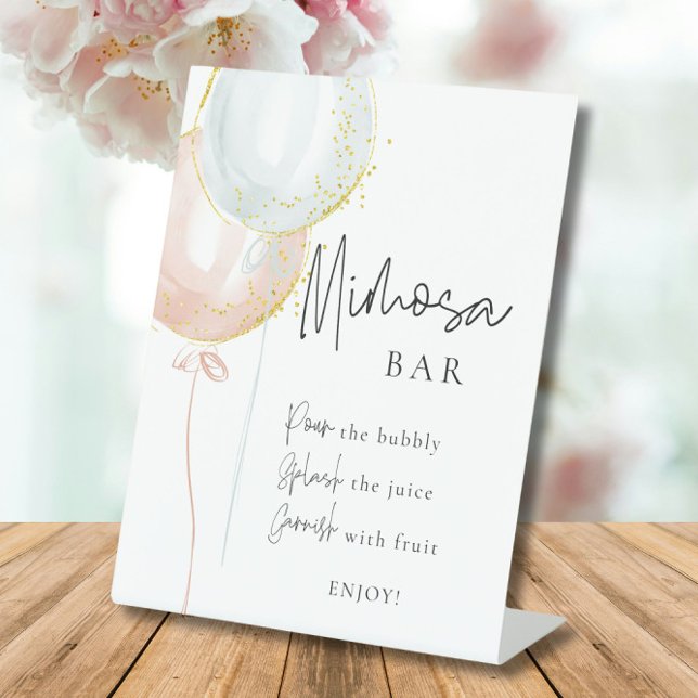 Mimosa Bar Pink & Blue Balloon Gender Reveal Pedestal Sign (Creator Uploaded)