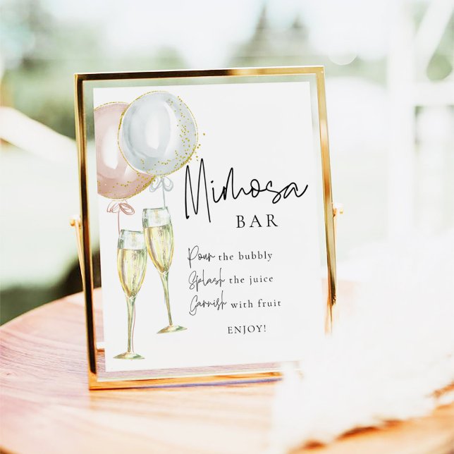 Mimosa Bar Pink & Blue Balloon Gender Reveal sign (Creator Uploaded)