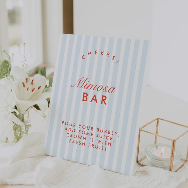 Mimosa Bar Retro Red & Blue Bachelorette Pedestal Sign (Mimosa Bar Retro Red & Blue Bachelorette Pedestal Sign)