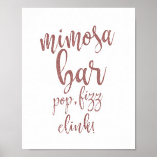 Mimosa Bar Rose Gold Glitter 8x10 Wedding Sign