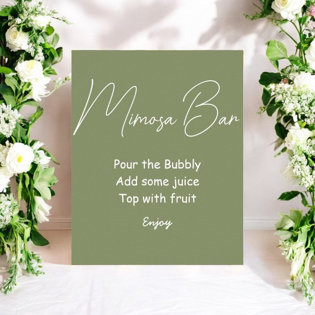 Mimosa Bar Sage Green Wedding Sign (Creator Uploaded)