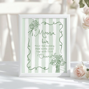 Mimosa bar Sage green Whimsical bridal shower Poster