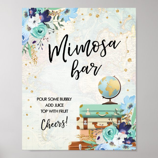 Mimosa Bar Sign Adventure Travel Shower Table Sign (Front)