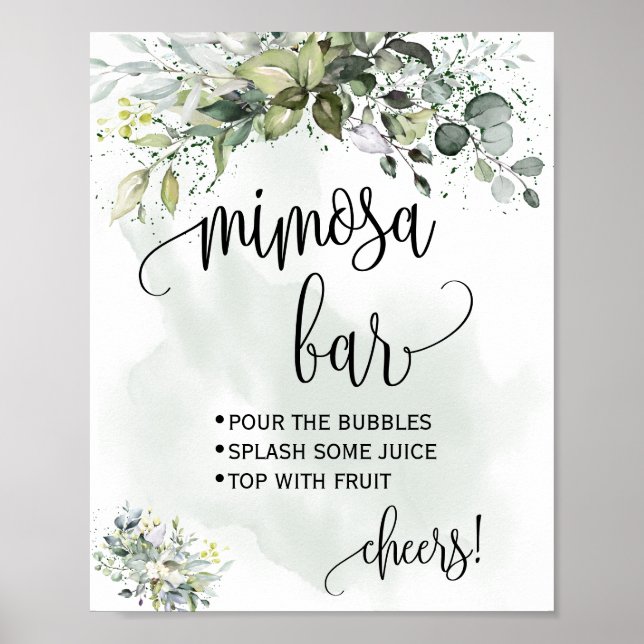Mimosa bar sign bridal wedding shower eucalyptus (Front)