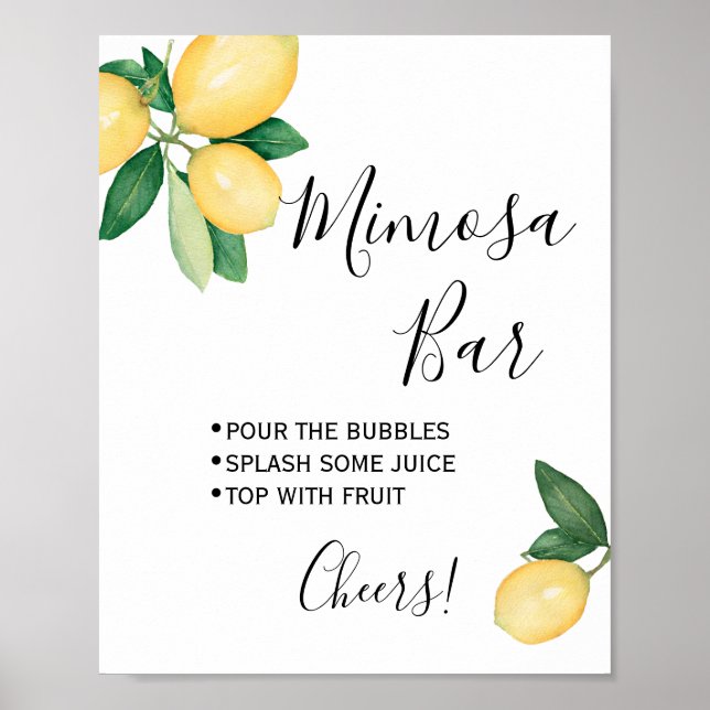 Mimosa Bar Sign Bridal Wedding Shower Lemons (Front)